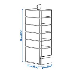 Ilustración de medidas - PURRPINGLA almacenaje 6 compartimentos, colg