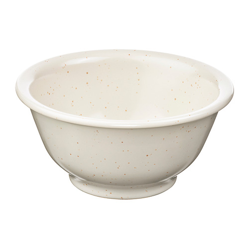 Cuenco Dagaster blanco con motas de naranja, gres, forma redondeada con borde resistente.