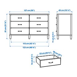 Measurement Illustration - TYSSEDAL Chest of 6 drawers