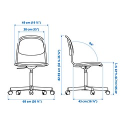 Ilustración de medidas - ÖRFJÄLL silla giratoria