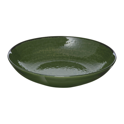 Cuenco de cerámica brillante de color verde intenso, borde oscuro, forma clásica. Perfecto para comidas o fiestas.
