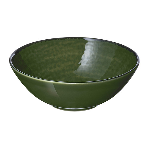 Cuenco PELARKAKTUS verde, brillante, forma redonda, color bosque, material de gres.