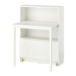 BILLY, Bookcase with desk, White