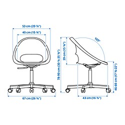 Ilustración de medidas - LOBERGET/MALSKÄR silla