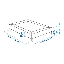 Ilustración de medidas - LYNGÖR base de colchón
