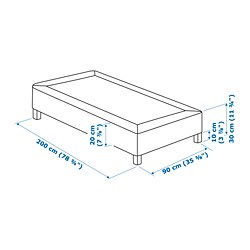 Ilustración de medidas - LYNGÖR base de colchón