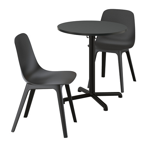 Conjunto de mesa y sillas STENSELE negro. Diseño moderno con patas metálicas. Apto para cenar o trabajar.