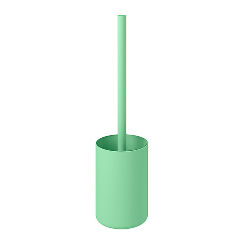 Escobilla de baño GANSJÖN verde. Diseño moderno y cilíndrico. Miembros del conjunto de baño disponible en varios colores.