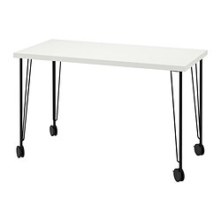 LAGKAPTEN/KRILLE, desk, White / black