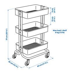 Measurement Illustration - RÅSKOG utility cart