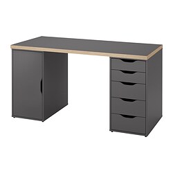 LAGKAPTEN/ALEX, desk, Grey wood effect