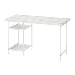 LAGKAPTEN/SPÄND, escritorio, Rejilla multicolor / blanco