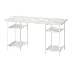 LAGKAPTEN/SPÄND, escritorio, Rejilla multicolor / blanco