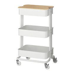 RÅSKOG/NORRÅVA, carrito+tapa, Blanco