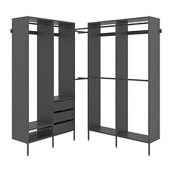 AURDAL, wardrobe combination, Dark gray