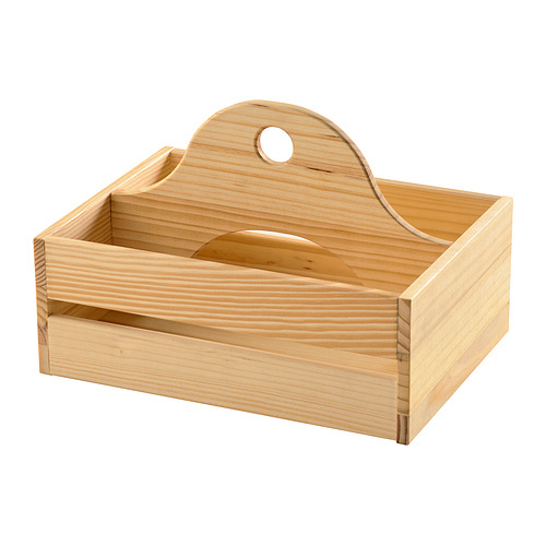 Caja de madera CHOKLADHAJ, marrón claro, mango de madera, rectangular.