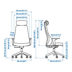 Measurement Illustration - MATCHSPEL gaming chair
