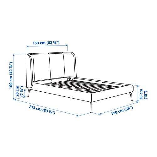 TUFJORD, upholstered bed frame. 9 of 9 open dialog
