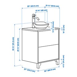 Measurement Illustration - TÄNNFORSEN/VÄSTERSJÖN Bathroom vanity with sink & faucet