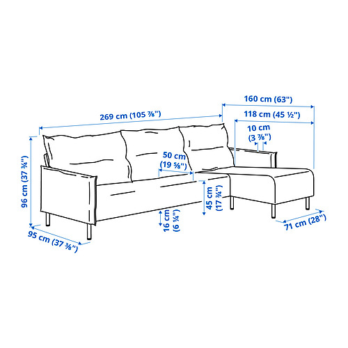 MANNARP, sectional, 4-seat with chaise. 11 of 11 open dialog