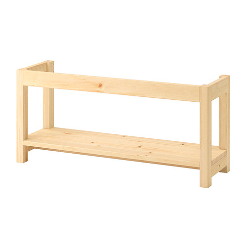 Estantería de madera sin pintar IVAR, rectangular, diseño de dos niveles.