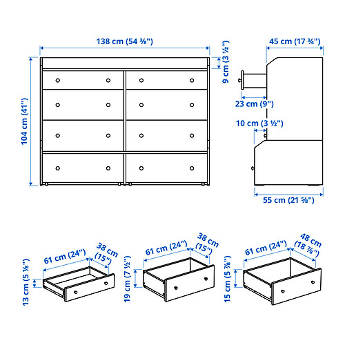 HAUGA, 8-drawer dresser 9 of 9 open dialog