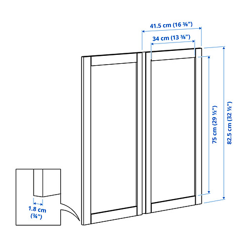Ilustración con medidas del producto: IVAR.