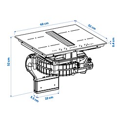 Ilustración de medidas - TÄCKNAN Placa inducción con extractor integrado