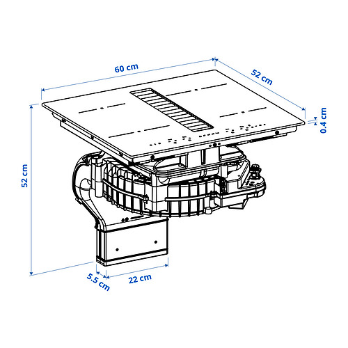 TÄCKNAN, Induction cooktop w/downdraft vent. 9 of 11 open dialog