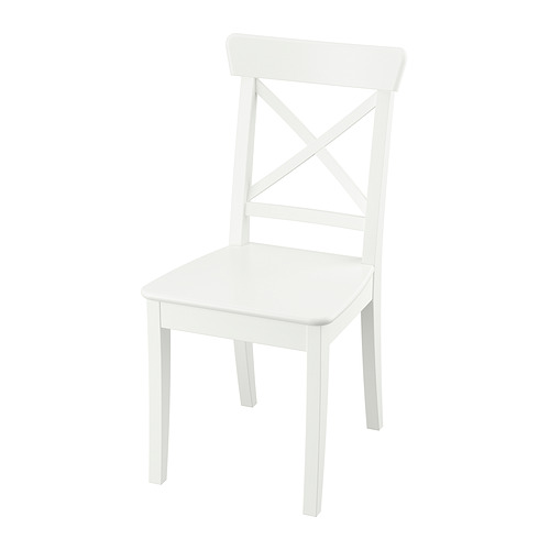 Silla ROSENTORP blanca, diseño clásico de madera con respaldo cruzado y asiento cuadrado.