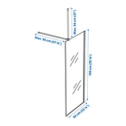 Ilustración de medidas - OPPEJEN mampara ducha