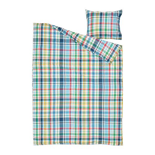 Juego de cama Hostgentiana con estampado de cuadros coloridos, tela lisa.