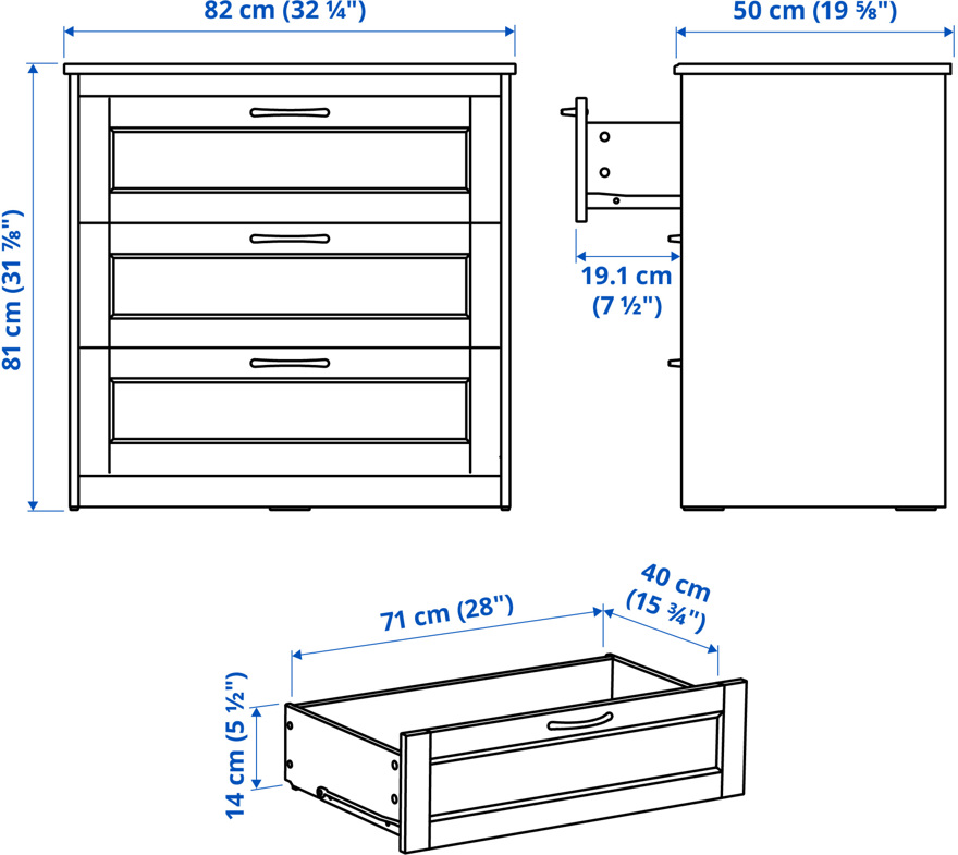 SONGESAND, 3-drawer chest 6 of 6 open dialog