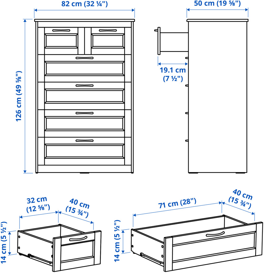 SONGESAND, 6-drawer chest 6 of 6 open dialog