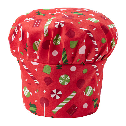 Gorro de cocinero navideño rojo, diseño festivo, algodón.