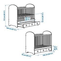 Measurement Illustration - GONATT crib with drawer