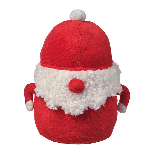 Gorro de Papá Noel de felpa roja con ribete blanco y pompón esponjoso, textura de punto.