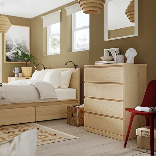 IKEA Tenerife MALM chest, vertical, 4-drawer, white stained oak