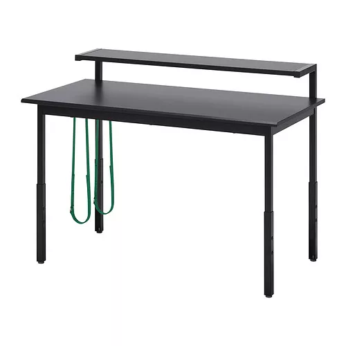 IKEA La Palma - UTVISNING gaming desk with shelf, black, 120x60 cm