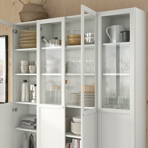 BILLY / OXBERG, bookcase comb w panel/glass doors 4 of 5 open dialog