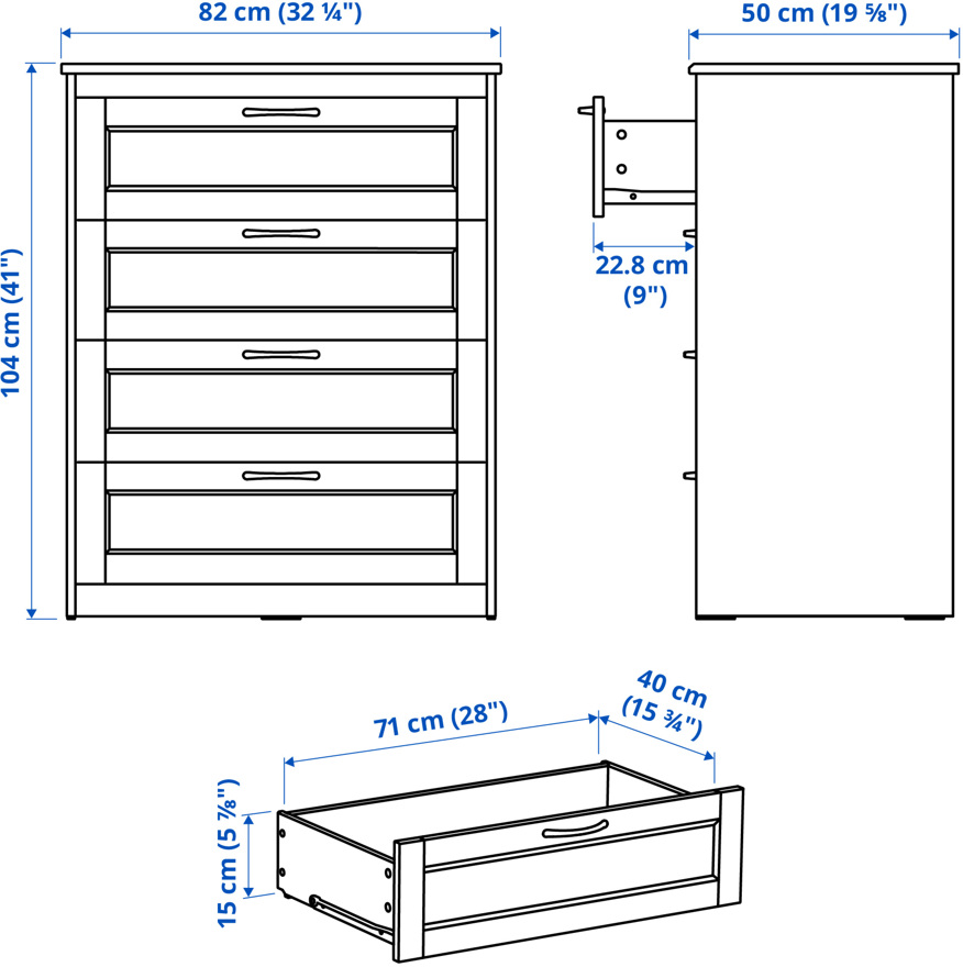 SONGESAND, 4-drawer chest 6 of 6 open dialog