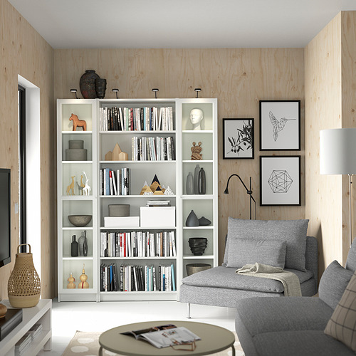 BILLY / OXBERG, bookcase comb w glass doors 2 of 4 open dialog