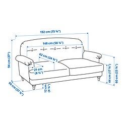 Ilustración de medidas - ESSEBODA sofá 2 plazas