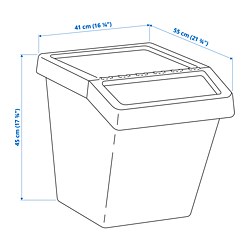 Measurement Illustration - SORTERA recycling bin with lid