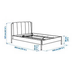 Measurement Illustration - TÄLLÅSEN upholstered  Full bed with mattress