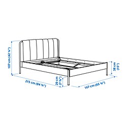 Measurement Illustration - TÄLLÅSEN upholstered Queen bed with mattress