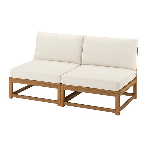 Sofá de dos plazas moderno para exteriores: NÄMMARÖ en beige, estructura de madera.