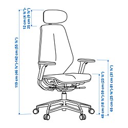 Ilustración de medidas - STYRSPEL silla gaming