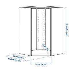 Ilustración de medidas - METOD estructura armario esq/pared