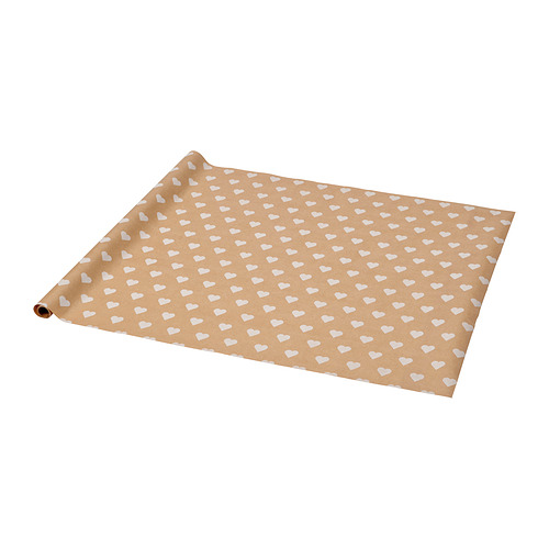 Rollo de papel marrón con corazones blancos, ligero, diseño sencillo, renderizado en 3D, material de envoltura.